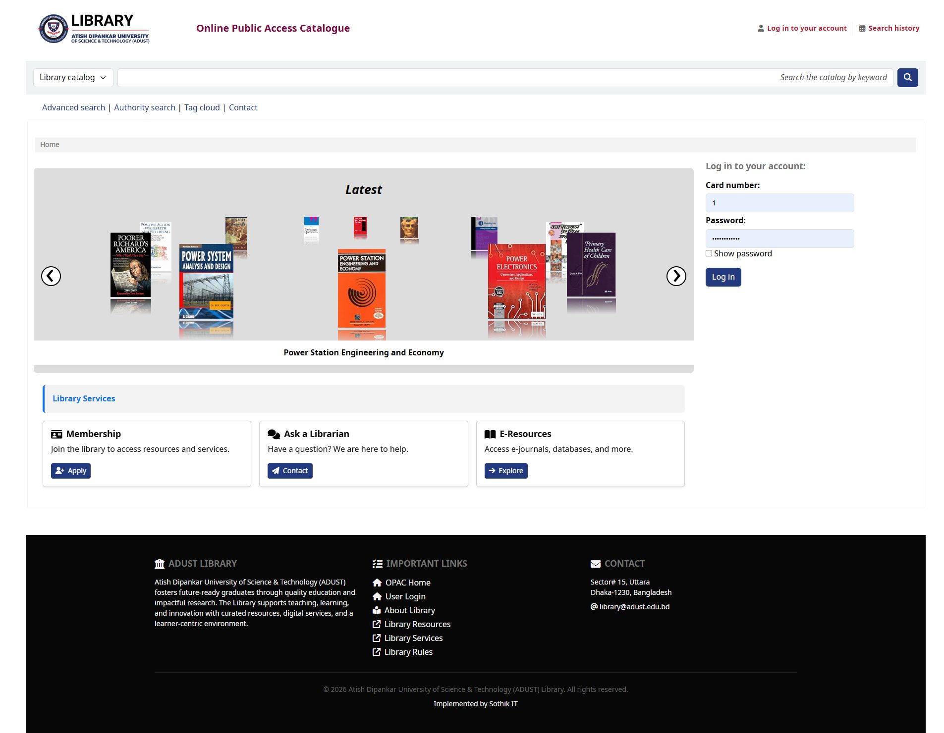 ADUST library portal and Koha OPAC project view 3