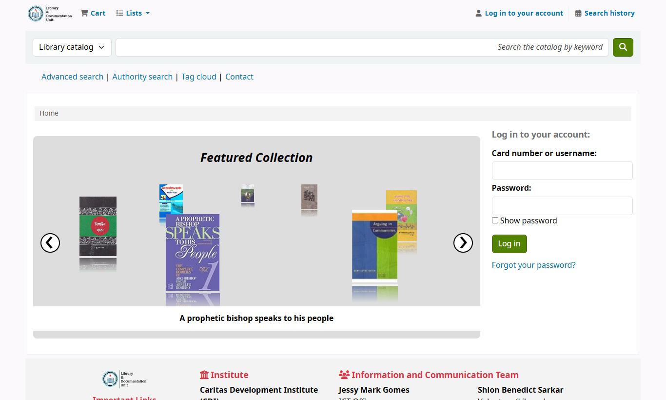 Caritas Development Institute Library screenshot